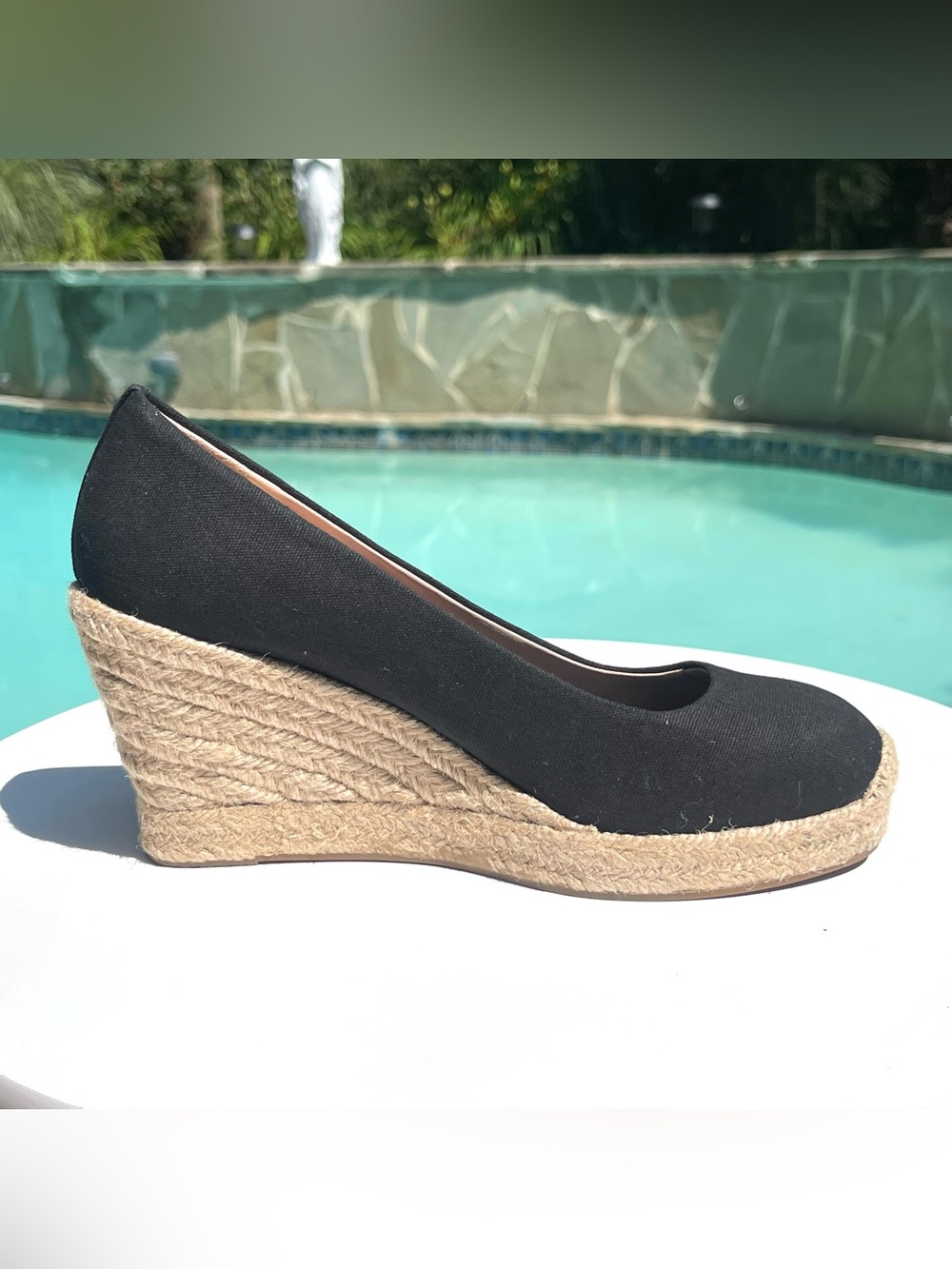 J. CREW Seville Espadrille Black Canvas Jute Wedge Slip On Shoes Size 6 - Picture 12 of 13